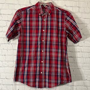 George Plaid Mens Red Short Sleeve Top Size Small 34-36